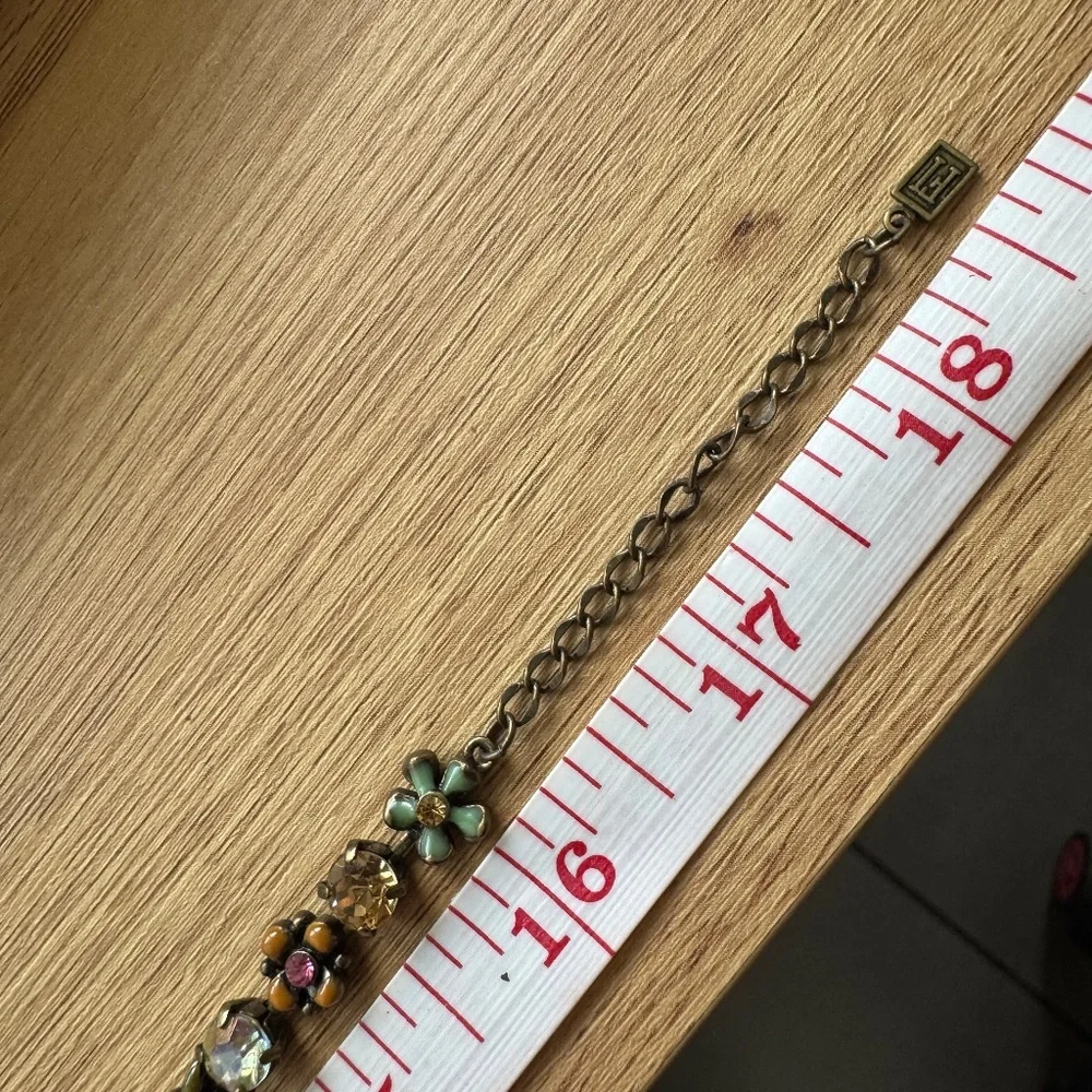 Vintage Signed FI Jeweled Beaded Necklace – Boho Floral Crystal Statement Jewelr - Picture 5 of 11